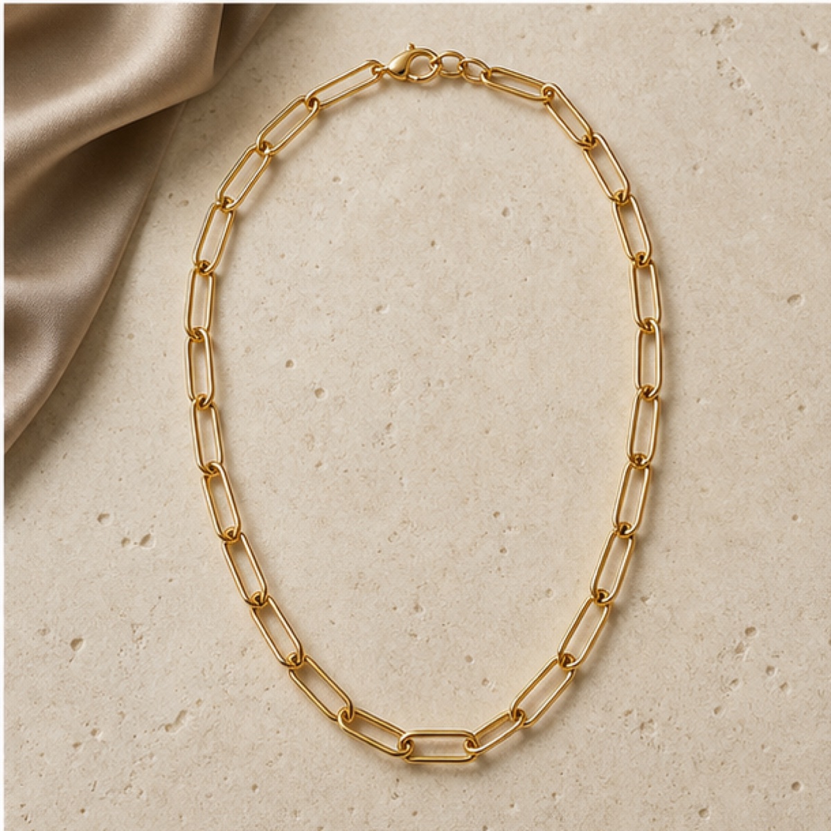 Linea Chain Necklace styled on warm stone